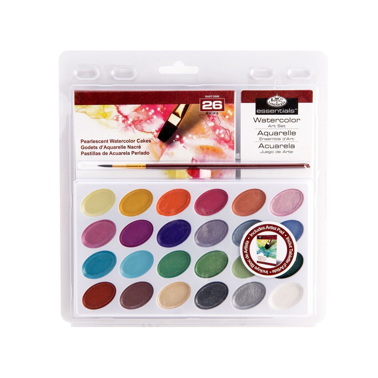 RART-2008 | Essentials™ 26pc Pearlescent Watercolor Painting Art Set